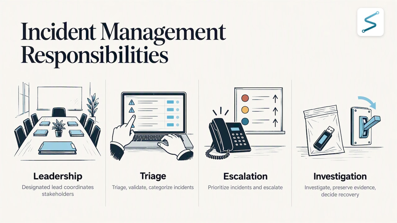 Incident response responsibilities from triage through recovery
