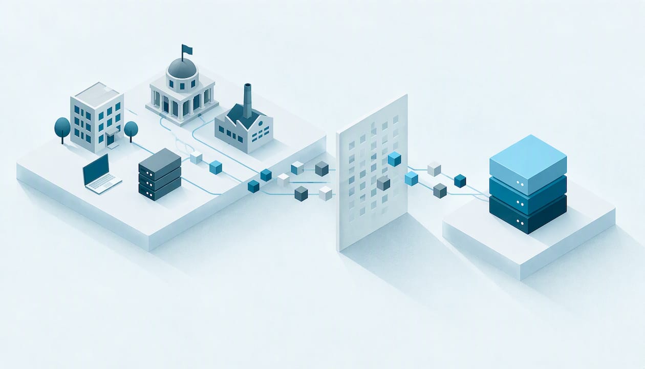 Abstract SIEM intake and service scope illustration